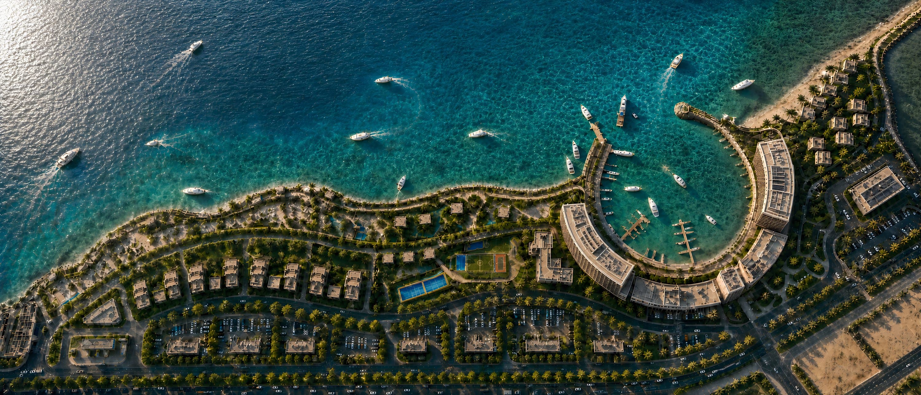 Masterplan of the Zan Waterfront destination in Jazan — the waterfront, marina and integrated assets