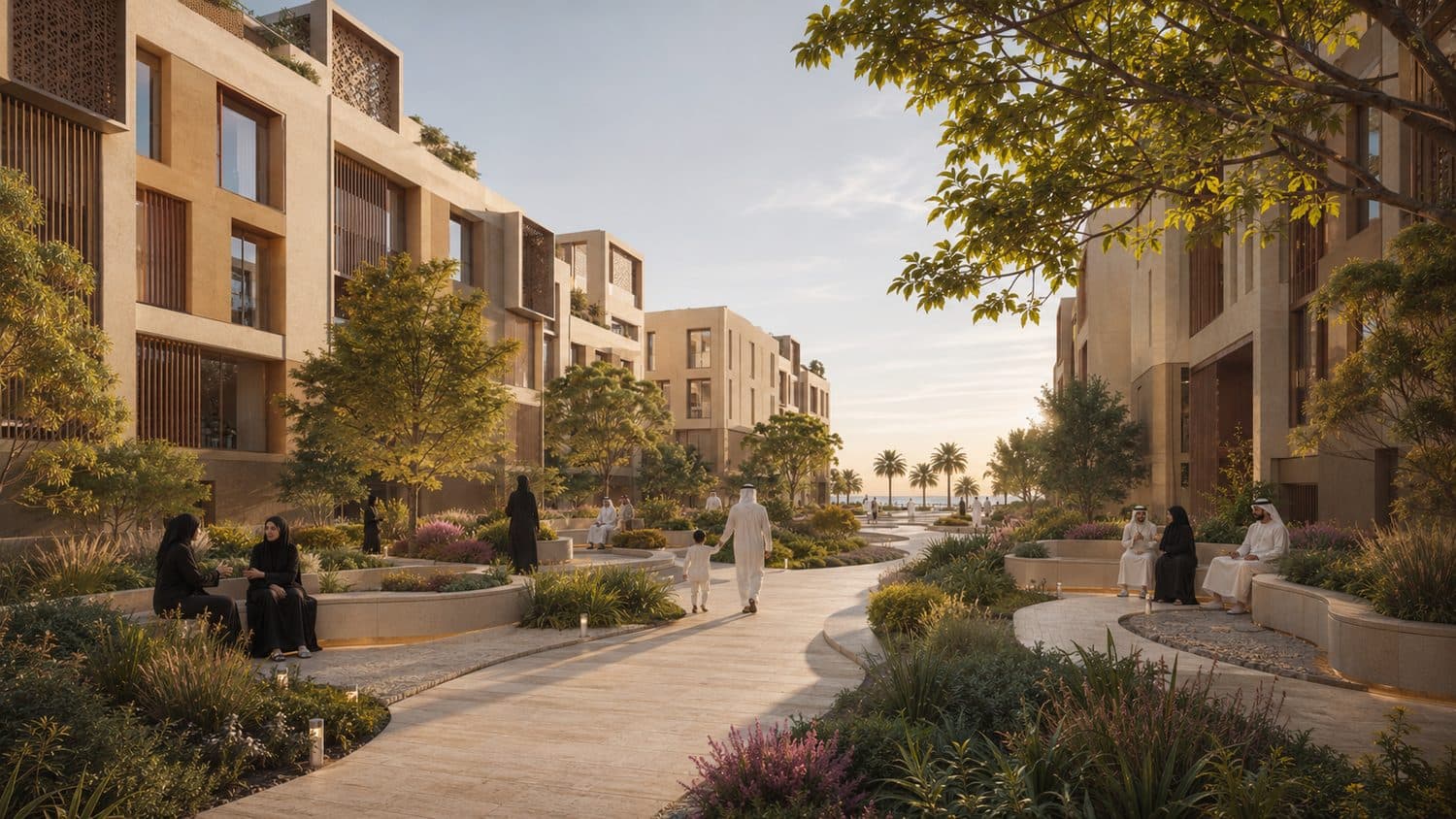 A planted residential inner courtyard